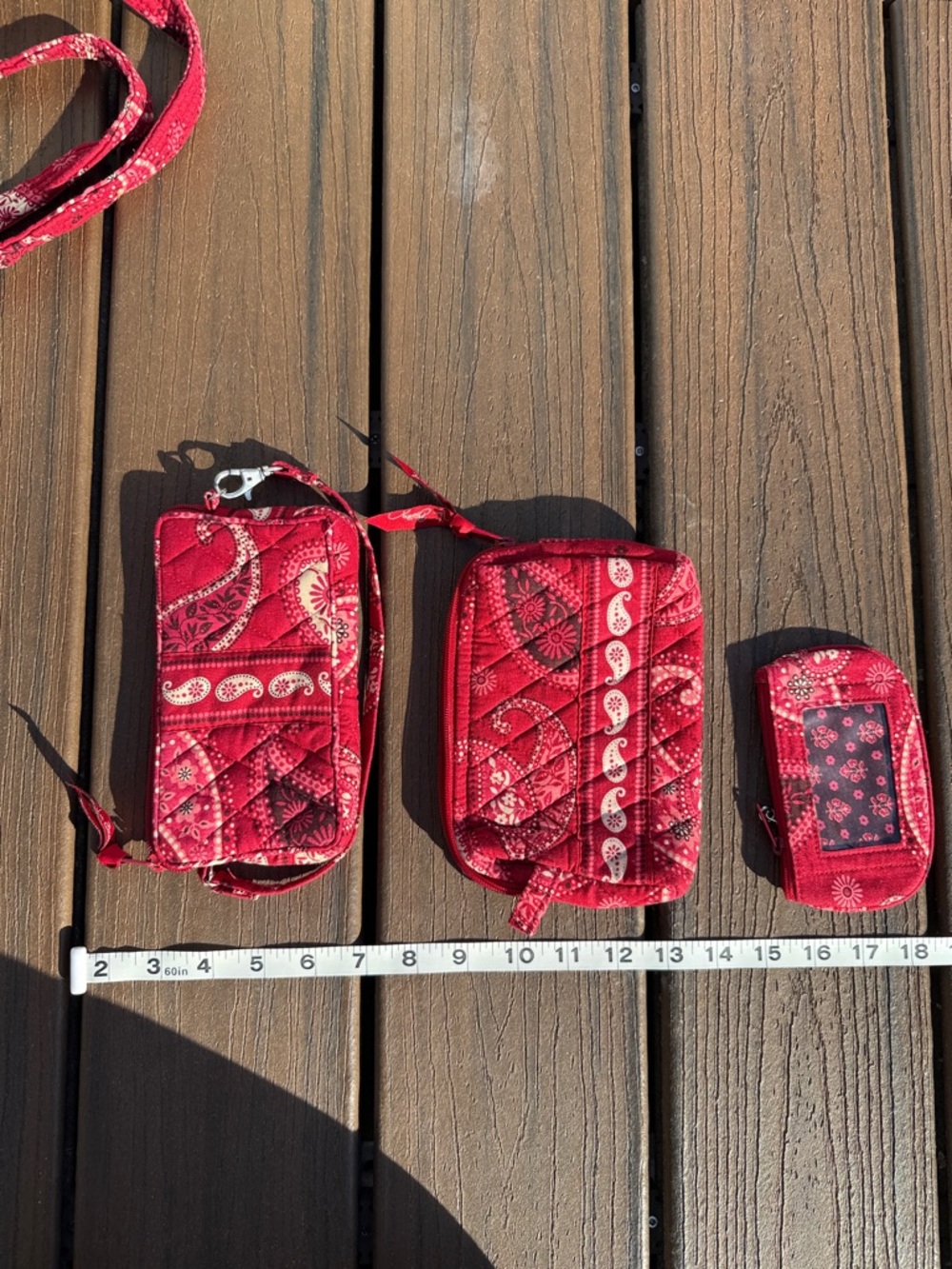 Red Quilted Paisley Cosmetic Bag Set “red mesa paisley” - Picture 6 of 10